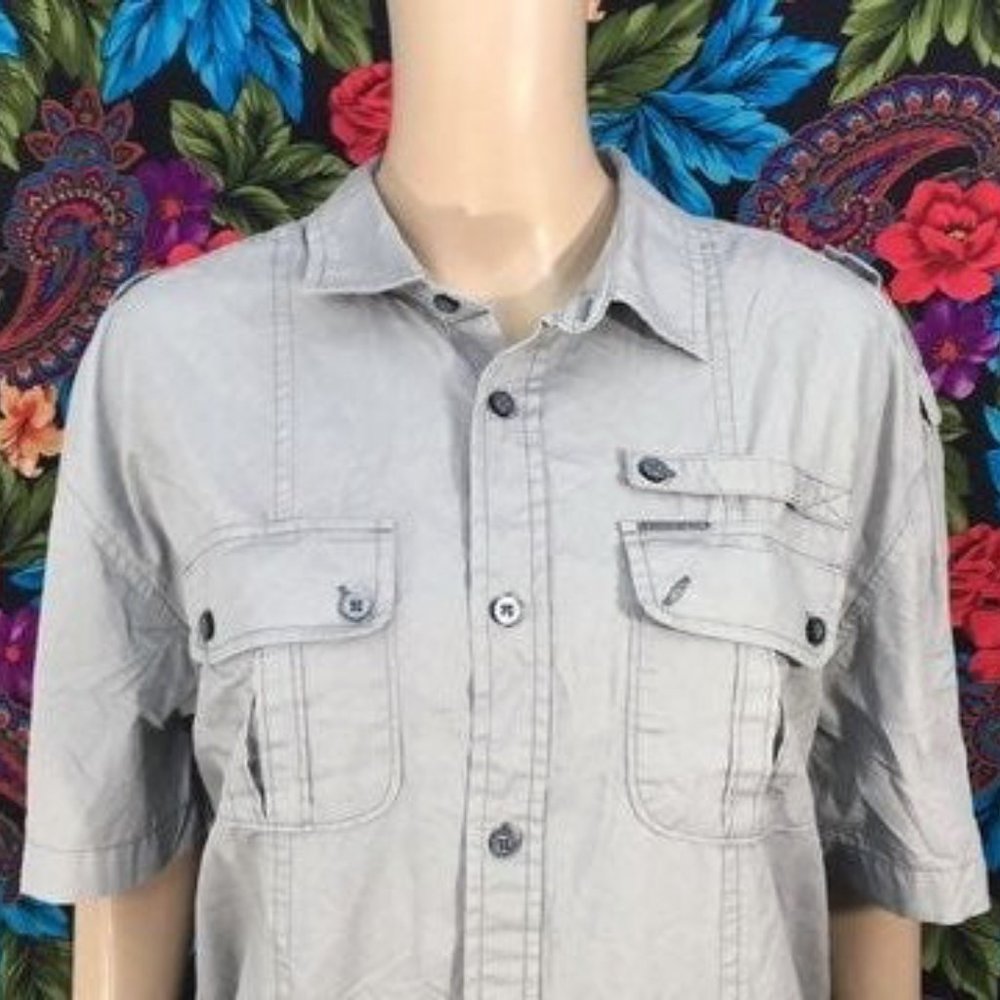 MEN'S MARC ECKO TSHIRT POCKET SHIRT XL GREY SILVER
